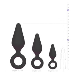 EasyToys Anal Collection Lot de 3 plugs Pointy 10 x 4.5 cm Noir